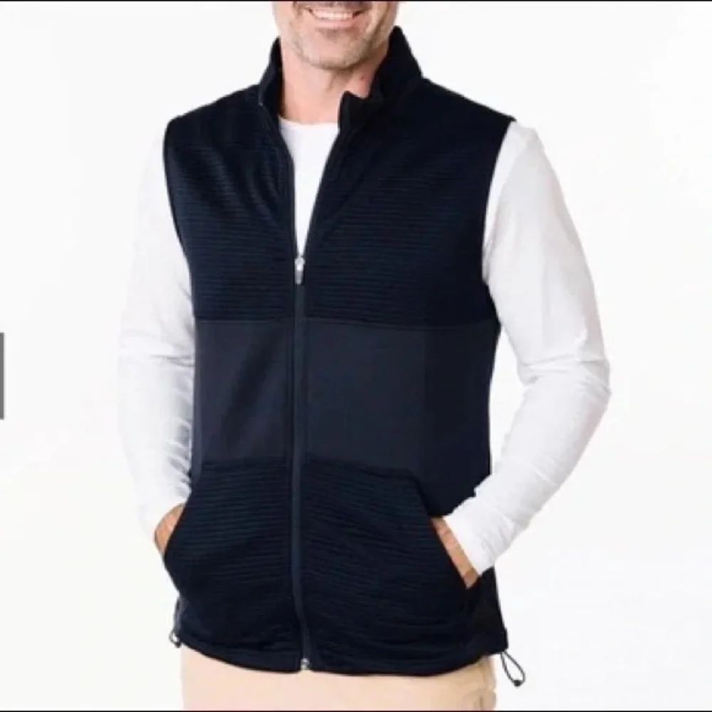 Zyia Men’s Technical Zip Front Athletic Ribbed Casual Dri Fit Vest Small - Picture 1 of 8